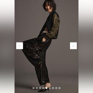 Anthropologie Black Sequin Cargo Pants 00P